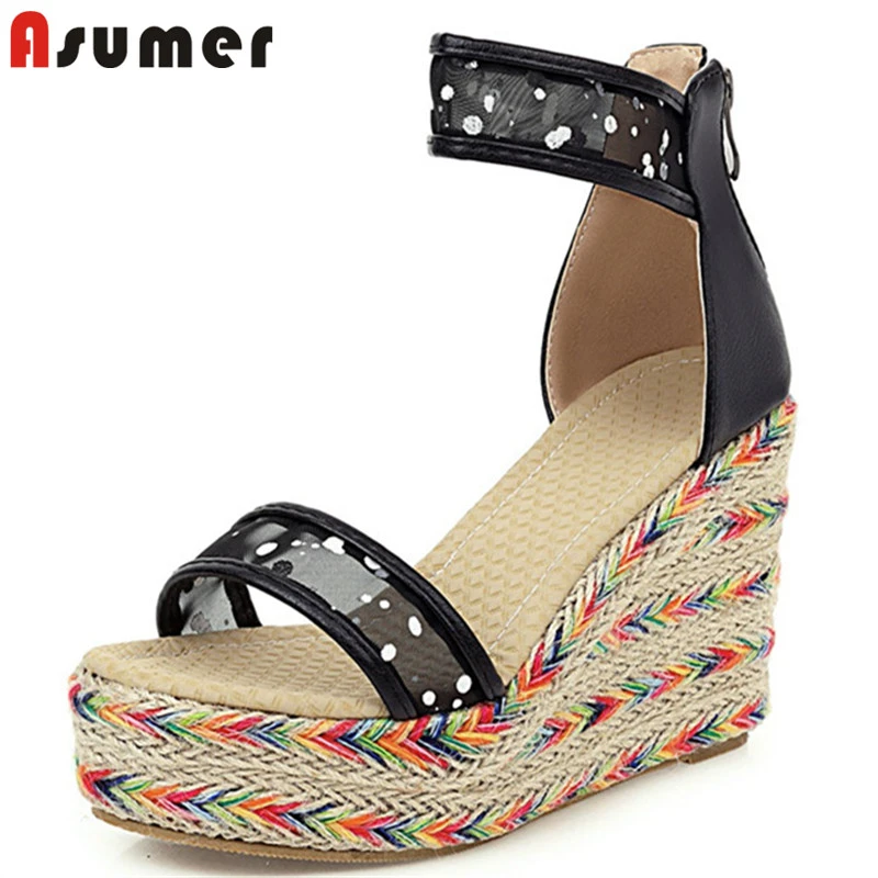 mesh platform sandals