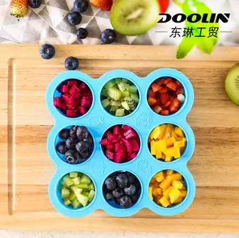 

Food Grade Infant 9-hole Silicone Food Supplement Box Baby Lid 9 Holes Ice Tray Food Supplement Lattice Freeze Tibet Freshness C