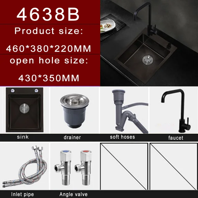 Bathroom Sinks Metal Sink Mini Car Yacht Outdoor Portable Wash Basin 304 Stainless Steel Bar Counter Round Deepened Single Groove Faucet Color : A, Size : 43 * 43 * 17cm