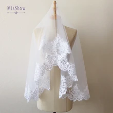 Короткая Однослойная кружевная кромка свадебная вуаль Тюль свадебная вуаль дешевые свадебные аксессуары вуаль Mariage Velos de Noiva
