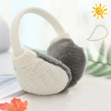 Модные зимние теплые вязаные наушники теплые наушники для женщин и девочек наушники-вкладыши Плюшевые Вязаные Твердые защита для ушей