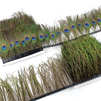 La frangia di piume di pavone all'ingrosso rifila il nastro blu pavone naturale decorazione natalizia accessori da sposa guarnizioni per cucire fai da te
