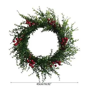 

Artificial Flowers Red Berry Christmas Wreath for Front Door Outdoor Décor M6CE