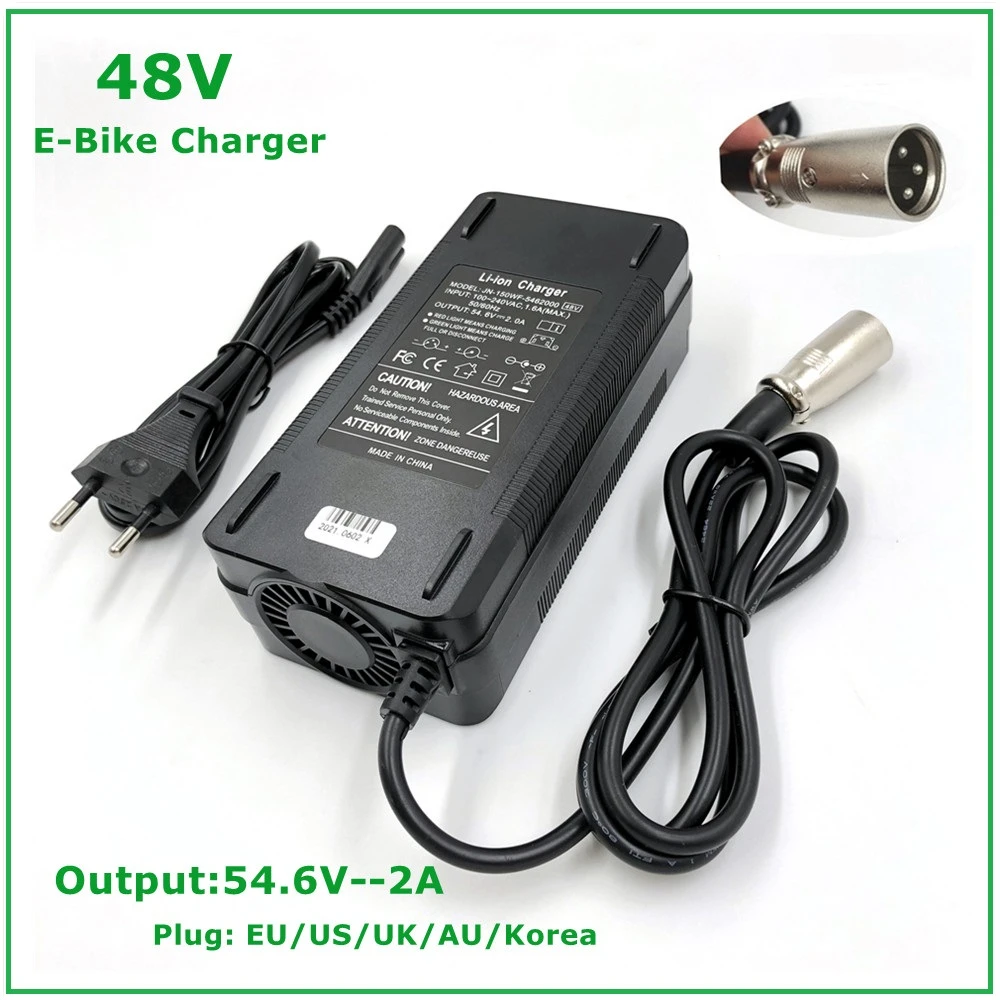54.6V2A Charger 54.6v 2A  Electric Bike Lithium Battery Charger for 48V Li-ion Lithium Battery Pack  XLR Plug  54.6V2A Charger smart band watch charger