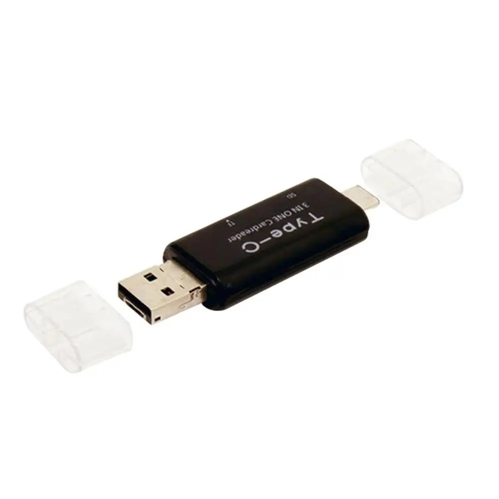Многофункциональный Универсальный OTG type-C кард-ридер USB 3,0 USB A Micro USB комбо 2 слота устройство для чтения карт SD TF для портативных ПК - Цвет: Черный