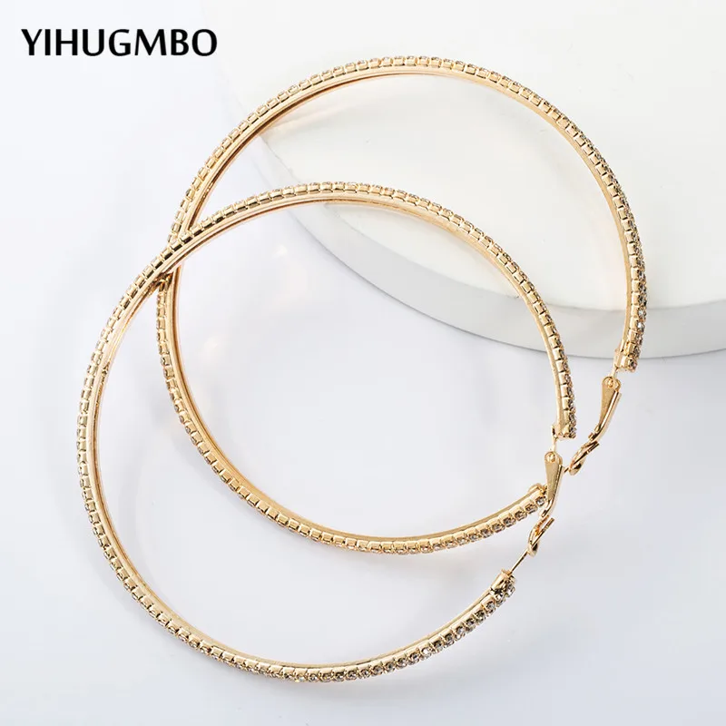 YIHUGMBO, стразы в стиле бохо, квадратные круглые серьги-кольца для женщин, новинка, шикарные свадебные Большие массивные серьги, подарки, вечерние ювелирные изделия