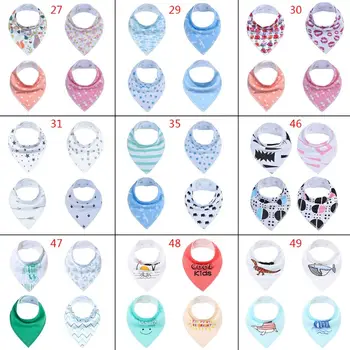 

4 Pcs/set Baby Bibs Soft Cotton Printing Newborn Kids Drool Teething Absorbent Saliva Towel Infants Shower Gifts