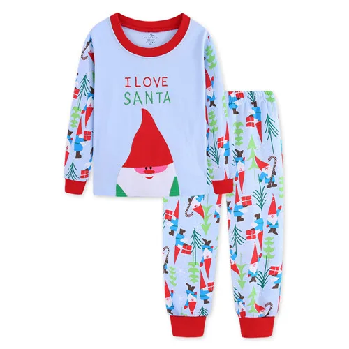 New Kids Girls Pijamas Winter Pajamas Baby Boys Sleepwear Children Green White Striped Christmas Pajamas - Цвет: K