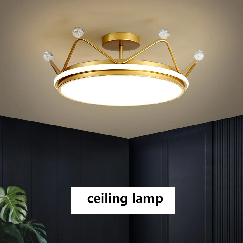 

Crown Led Ceiling Lamp Luxury Children's Room Chandelier Master Bedroom Wedding Room Girl Princess Room Lamp 34W 43W Led Ceiling