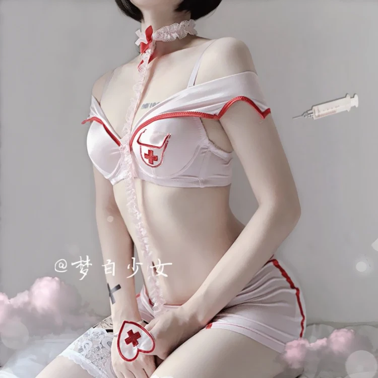 Японский милый бюстгальтер Женская пикантная форма медсестры костюм нижнее белье костюм искушение женское бельё Комплект комбинация Косплей Пижама