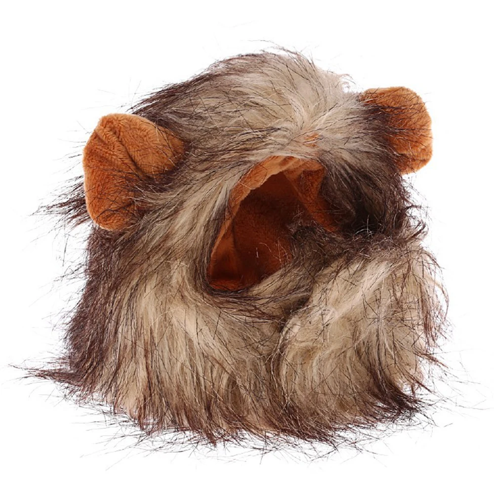 Одежда для кошек Забавный милый костюм для домашних животных парик льва шапка для кошки собаки Хэллоуин Рождественская одежда нарядное платье с Одежда с ушами - Цвет: brown