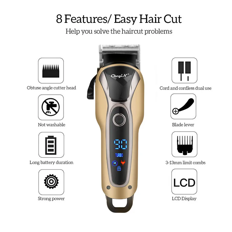 New Professional Electric Hair Clipper Rechargeable Hair Trimmer LCD Hair Cutting Machine To Haircut Beard Trimer Styling Tools