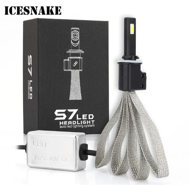 Автомобильные лампы ICESNAKE S7 светодиодные головного света H7 H1 H3 H27 H11 HB3 HB5 880 9005/HB3