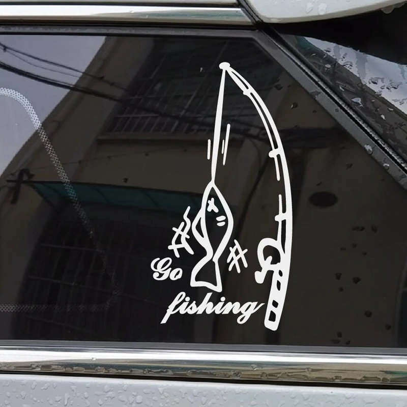 

Светоотражающие Водонепроницаемые автомобильные наклейки Go Fishing, наклейки для заднего лобового стекла, кузова автомобиля, мотоцикла 20 х10, 5 см
