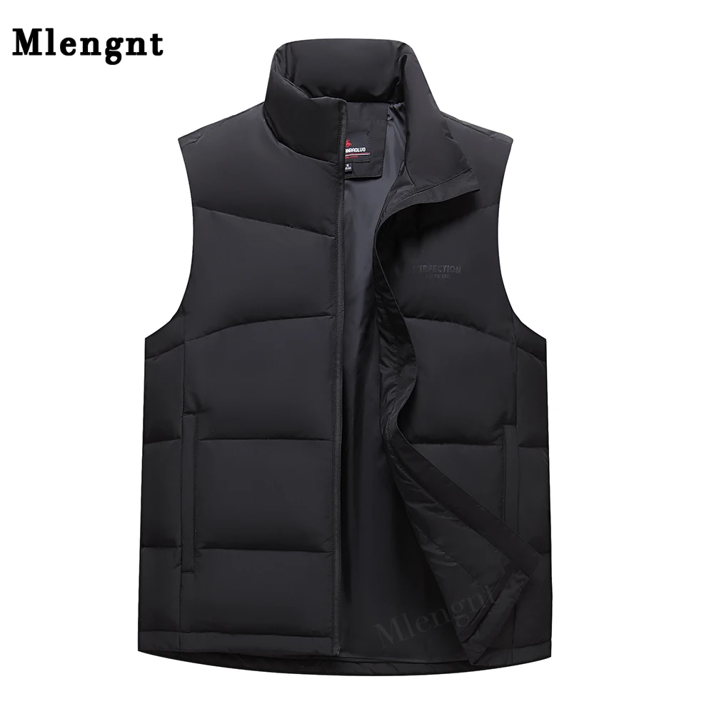Winter Men White Duck Down Causal Vest Thick Windproof Sleeveless Down