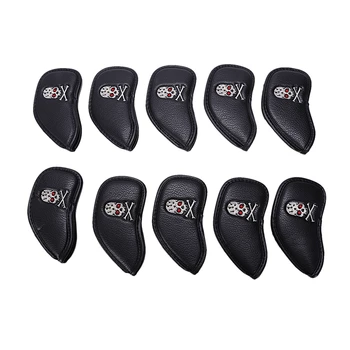 

10 Pcs Thick Pu Black Golf Skull Iron Headcover Sets Club Head Cover