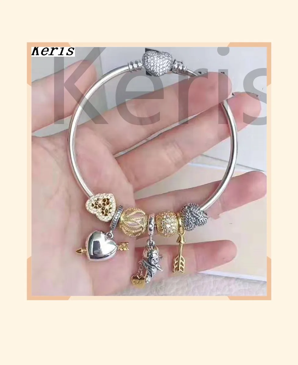

High Quality Original 1:1 100% Silver Love Angel Pendant String Bracelet Free Delivery