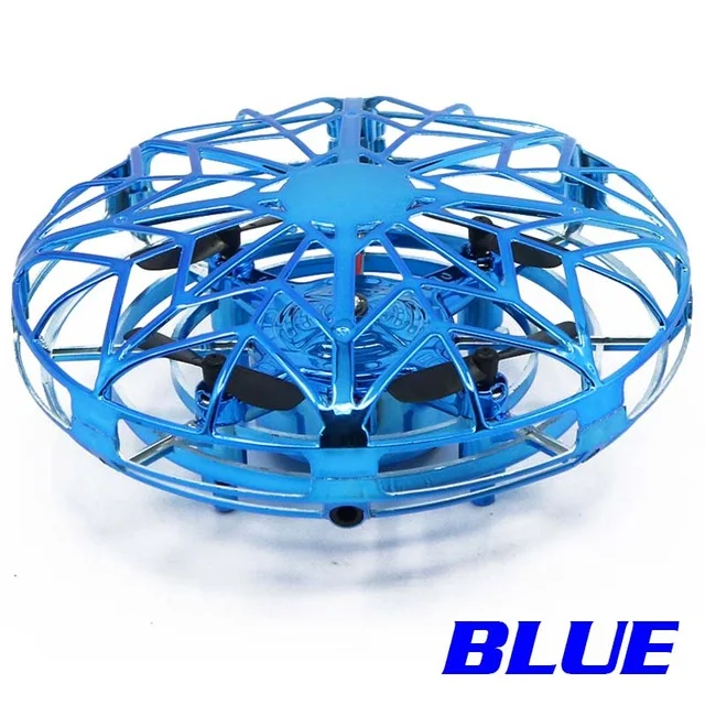 2020 New Mini Drone UFO Hand Operated RC  Quadrocopter Dron Infrared Induction Aircraft Flying Ball Toys For Kids helicopters blue