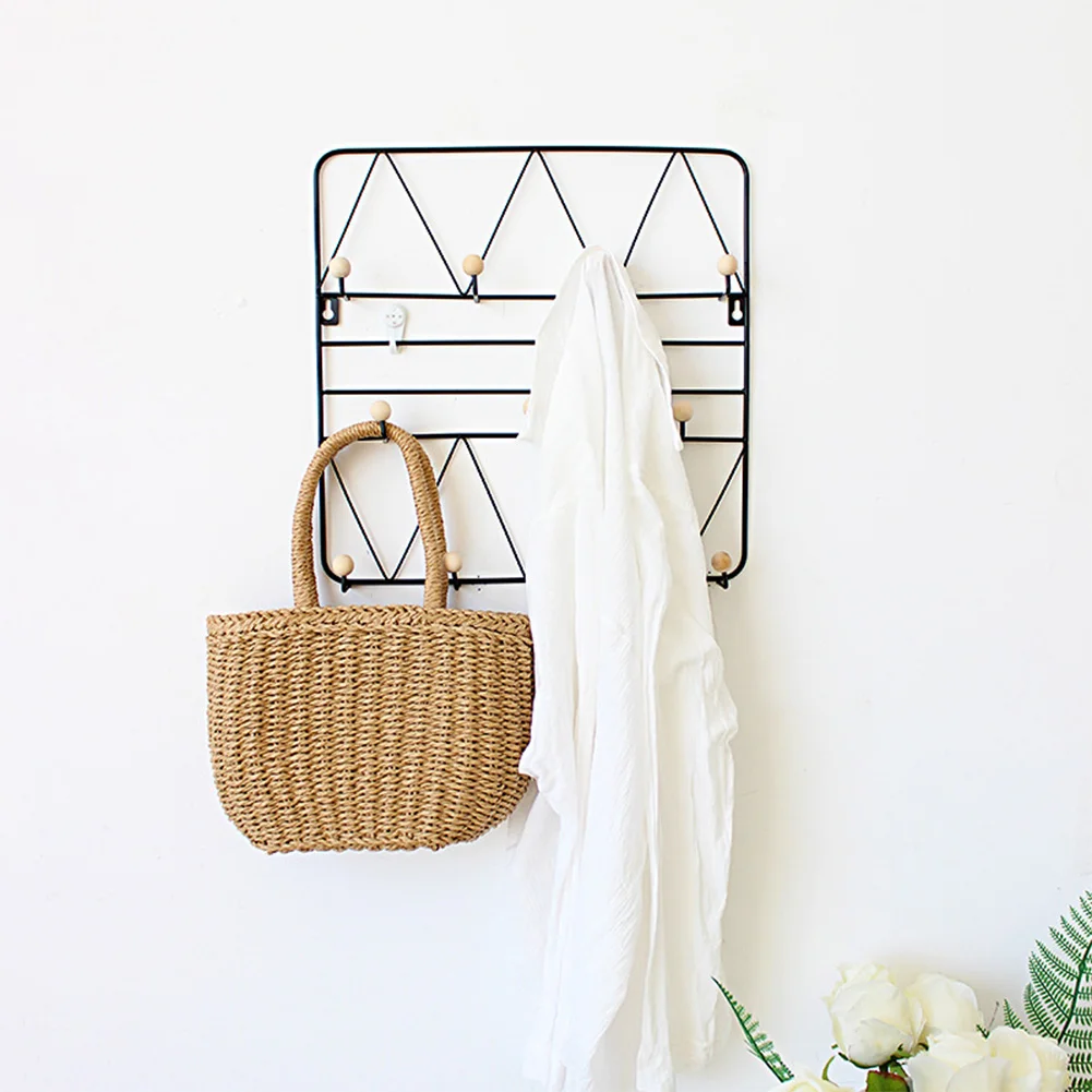 Iron Wall Mounted Hooks Porch Key Hanging Holder Coat Hat Rack Home Decoration Storage Shelf Hanger For Living Room Bedroom