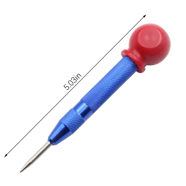 5 Inch Automatic Center Pin Punch Spring Loaded Marking Starting Holes Tool Wood Press Dent Woodwork Tool Drill Bit Blue E