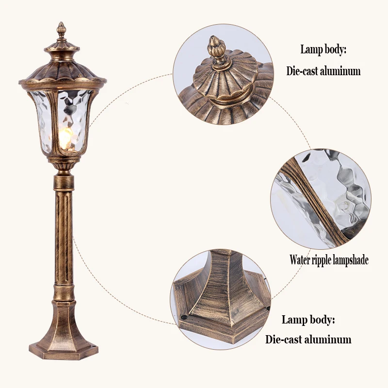 European Style Retro Home/Engineering Lawn Light Outdoor Waterproof Garden Road High Pole Light E27 solar garden lights