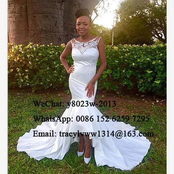 

High Low Mermaid Evening Dress Long Chapel Train 2020 Sheer Lace African Women Formal Prom Dresses Party Gown Robe De Soiree