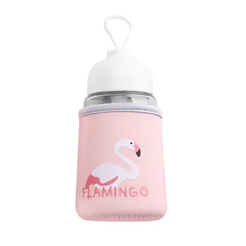 

Fashion 320ML Flamingo Glass Water Bottle Cute Cloth Cover Drinking Eco-Friendly Letter Bottle Students Water Bottle