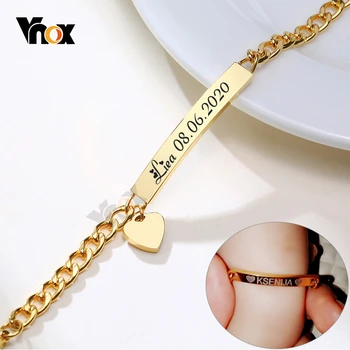 

Vnox Custom Personalize Baby Name Bracelet Anti Allergy Stainless Steel Chain Adjustable Infant Baptism Gifts to Girls Boys