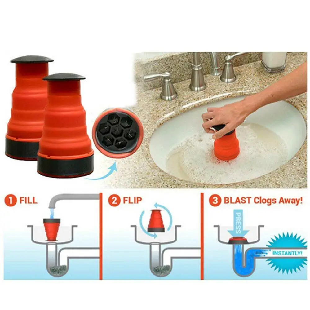 Air Power Drain Plunger Buster Toilet Unblocker Sink Clog Remover Rubber Suckers