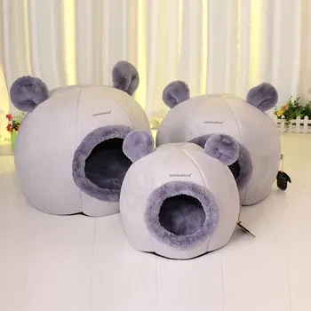 

Cat Sleeping Bed Lovely Bear Ear Shape Dog Pet Cave Winter Warm Removable Mat Cama Para Perros House For Cats