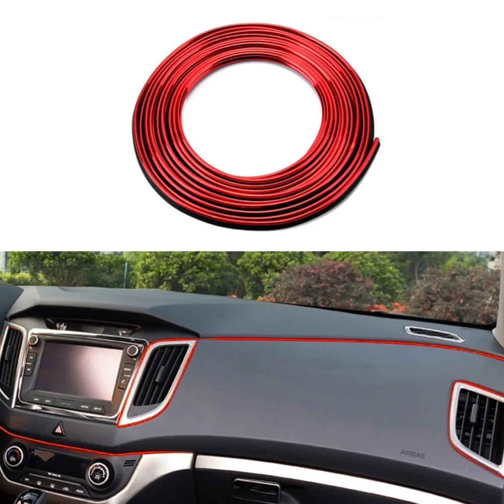 Universal Car Interior Dashboard Doors Gap Trim Durable,Easy Installation Red 5ft