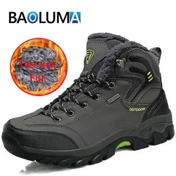 

Fashion Men's Boots Winter Men Shoes Thicken Plush Men Snow Boots Waterproof leather Men Sneakers Outdoor men's footwear 39-47