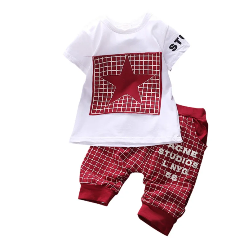 

hilittlekids Casual Baby Boys Suit Short Sleeve T-shirt Tops + Pants Outfits Kids Toddler Clothes Playsuit Set