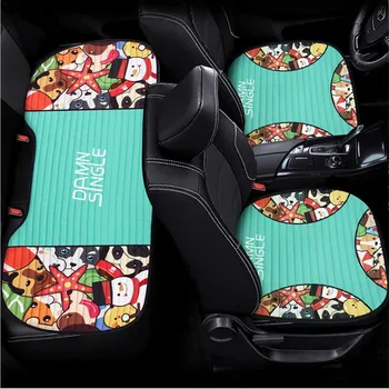 

New Three-piece Car Seat without Backrest Four Seasons Universal Cartoon Dame single dog Car Seat Cushion Cover
