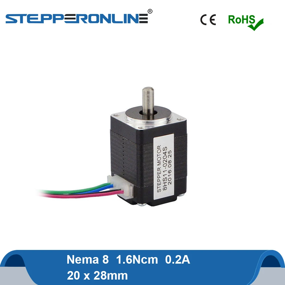 

Mini Nema 8 Stepper Motor 28mm 1.6Ncm 1.8deg 0.2A 12V Step Motor 4-lead for DIY CNC XYZ 3D Printer