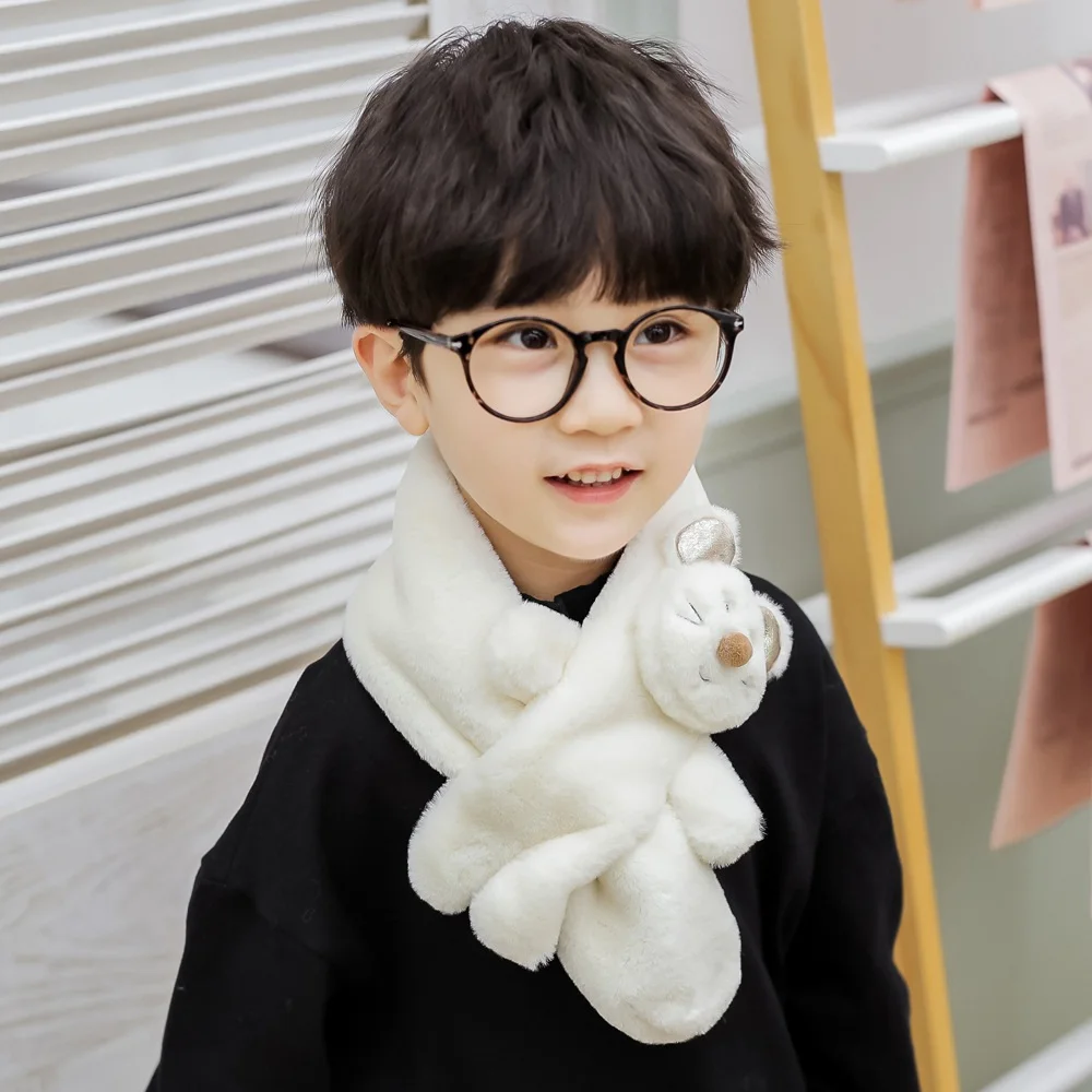 Winter Cute Children Rabbit Scarf Boy Girls Warm Lovely Scarves Baby Imitation Fur Dog Collar Scarf Neck Warmers Christmas Gift