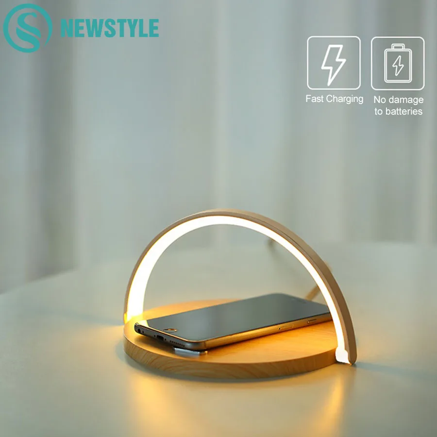 Carregador sem Fio Lâmpada de Mesa Noite para o Iphone Carregamento do Telefone Suporte do Telefone Luz da Noite Rápido xr xs Suporte Móvel Almofada 10 w qi x