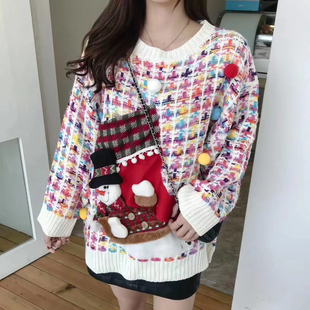 Рождественский свитер женская одежда зима европейский и американский Рождественский Снеговик свитер зимняя одежда для женщин