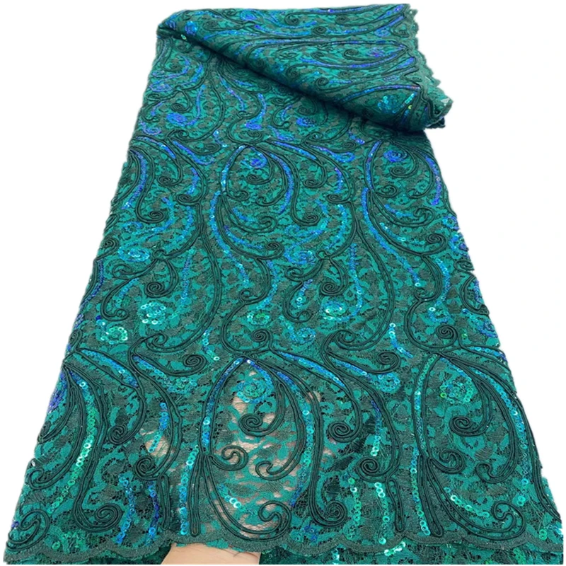 

Latest 2021 High Quality African Sequins Lace Fabric Embroidery French Tulle Lace Fabric For Wedding Party Dress r70-99