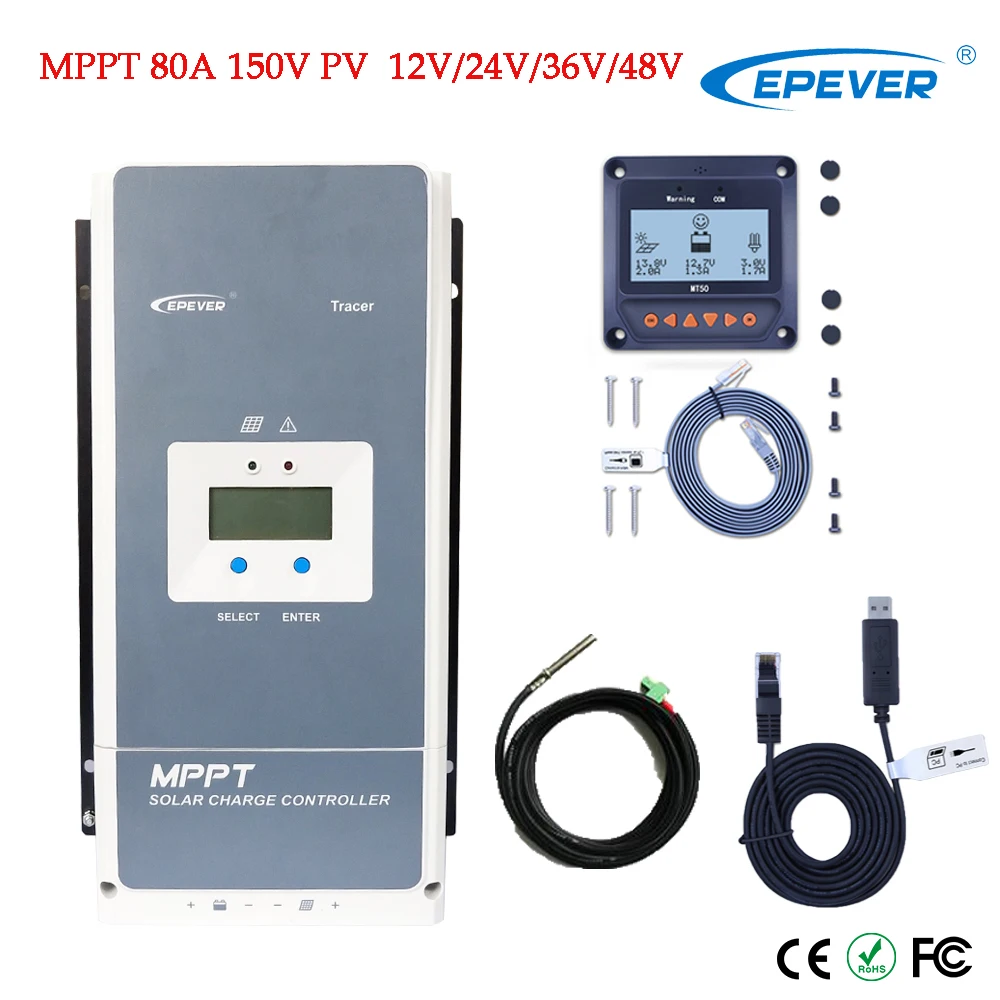Контроллер заряда солнечной батареи EPever MPPT 80A максимальный заземляющий