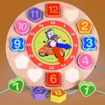 

Wooden Puzzle Toys Cognitive Digital Clock Digital Jigsaw Toys Education Cartoon Threading Assembly Toys