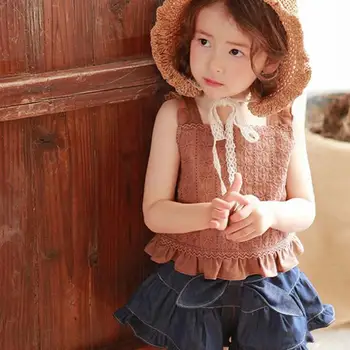 

2020 New Wholesale Girls Lace Vest Fashion Summer Girls Vest 2-7t QH171