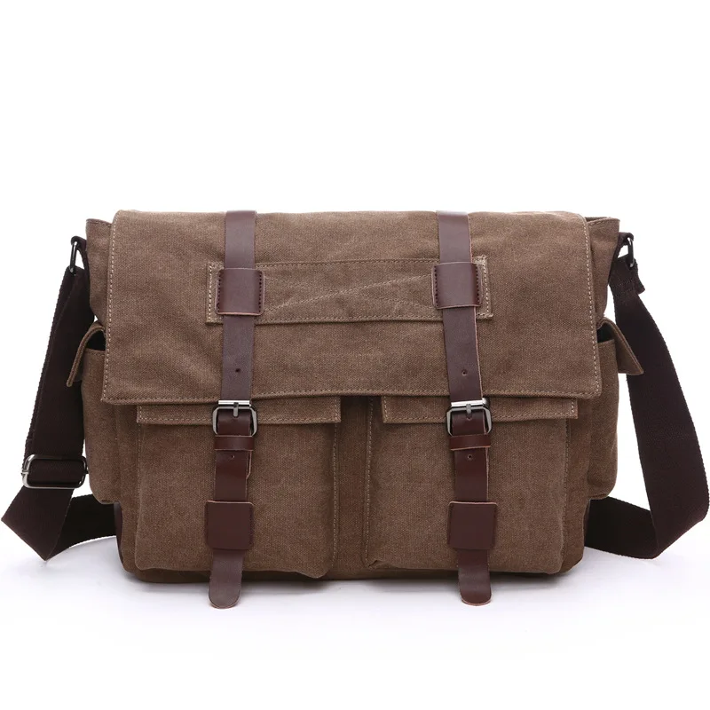 

Weysfor Vogue Men Business Messenger Bags For Men Shoulder Bag Canvas Crossbody Leisure Bags Retro Casual Office Travel Bag