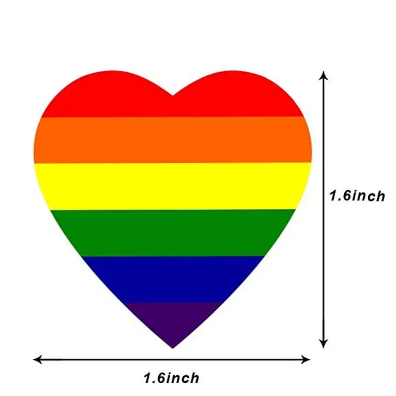 Трендовые 500 любовные радужные Ленточные наклейки Gay Pride 6 цветов полосы в форме сердца рулон ленты