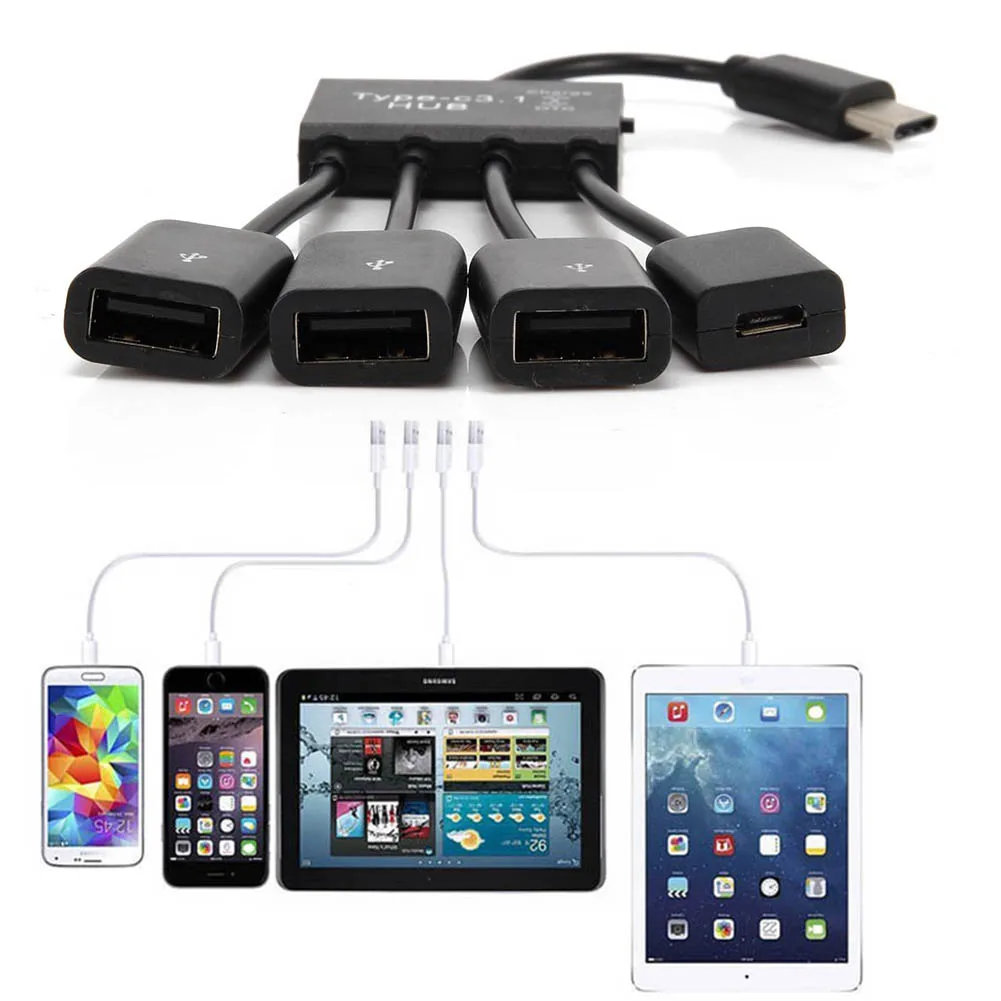 4 в 1 адаптер с несколькими типами C к USB 2 0 OTG кабель конвертер данных для мыши