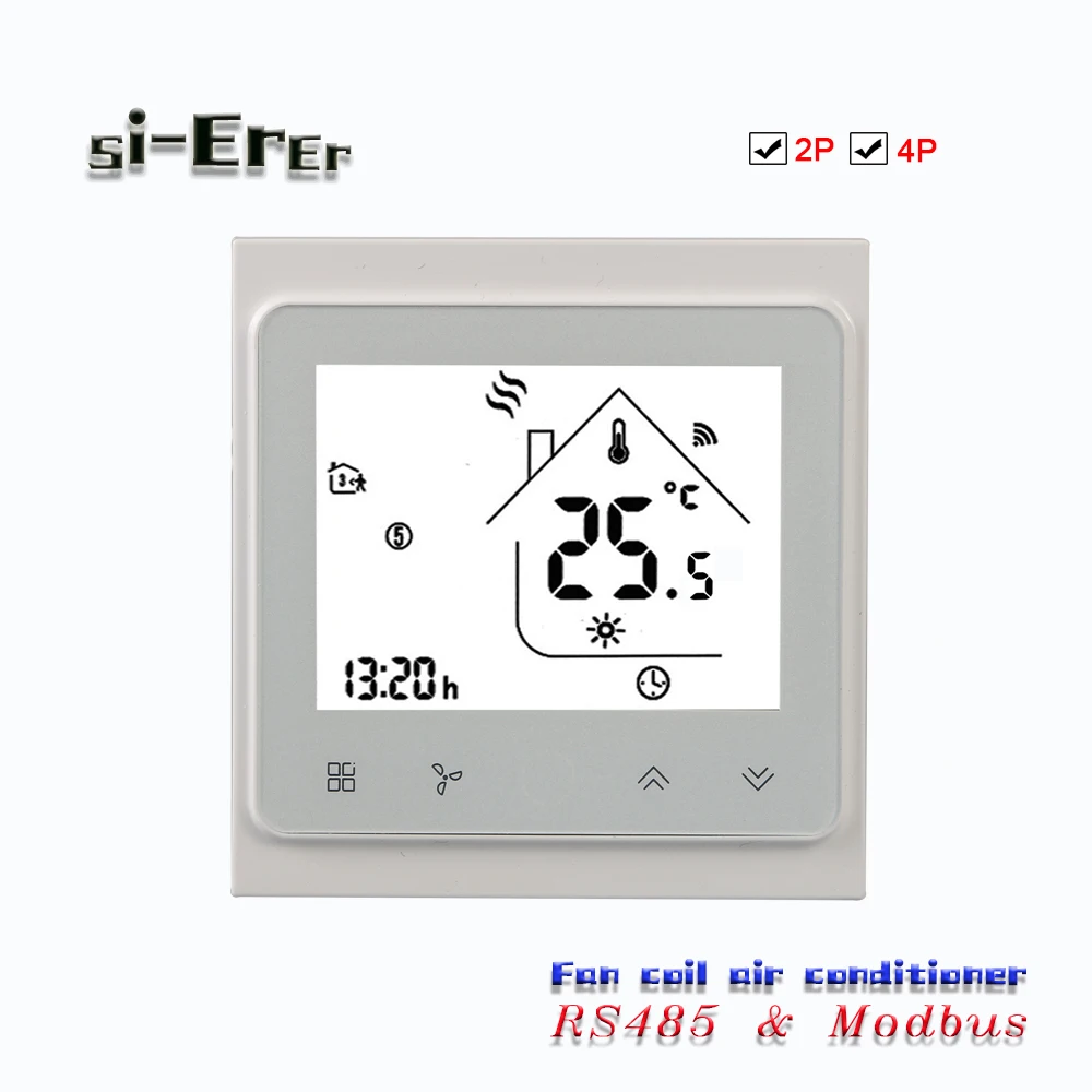 

95-240VAC,24VAC Smart heat cool temp thermostat with Modbus& RS485 RTU communication 2p/4p