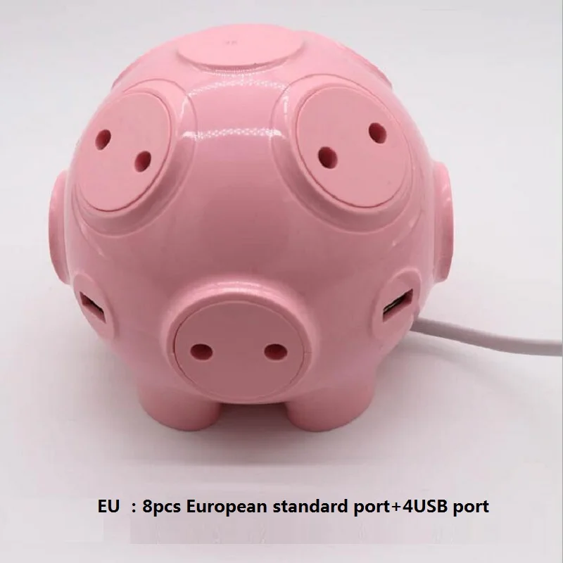 Cute pig shaped Power strip 4USB Ports quick charge Smart socket high power US plug Vertical electrical socket US plug