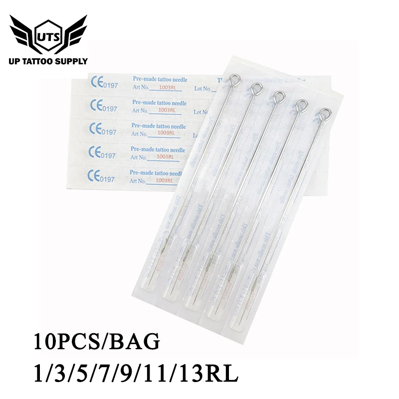 Aguja prefabricada para tatuaje, esterilizador de alta calidad, 1/3/5/7/9/11/13RL, para delineador, equipo de tatuaje profesional, venta al por mayor, 10 Uds.