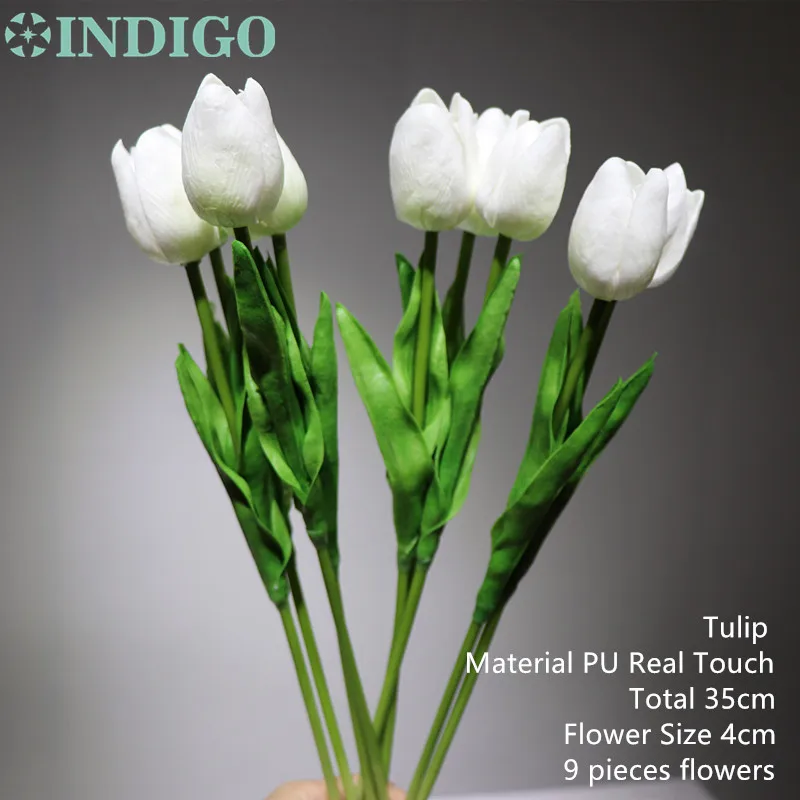 9 pcs white Индиго-9 шт. мини-Тюльпан Букет настоящий сенсорный свадебный цветок Искусственные цветы события вечерние цветы - Цвет: 9 pcs white