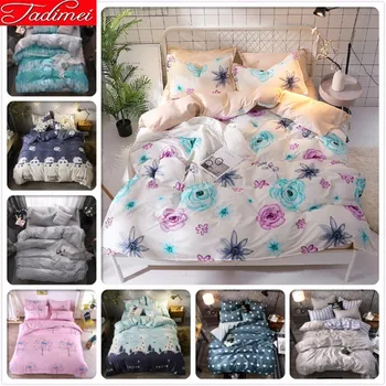 

Flower Pattern Duvet Cover 3/4 Pcs Bedding Set Adult Kids Child Soft Cotton Bed Linen Single Full Queen King Size180x220 200x230
